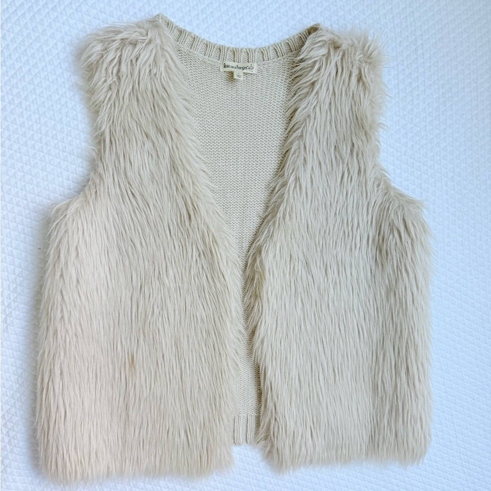 Love on a Hanger Beige Faux Fur & Knit Vest